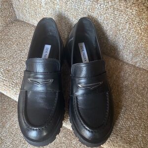 Steve Madden Black Leather Penny Loafers